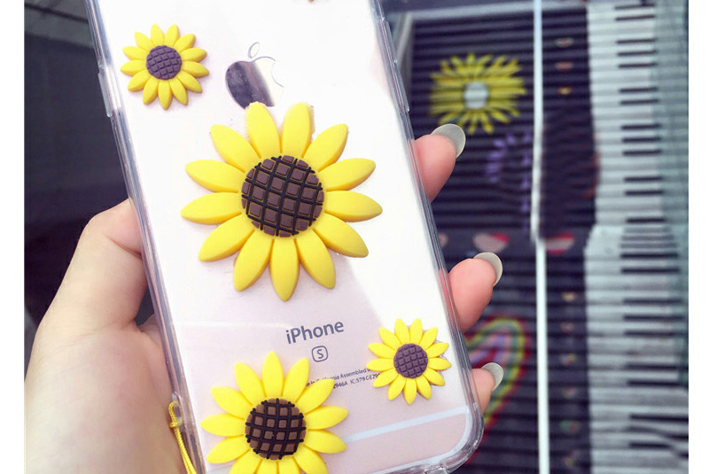 Cute Yellow Sunflower&smiling Face Decorated Transparent Iphone7plus Case,Iphone 7&Iphone 7 Plus