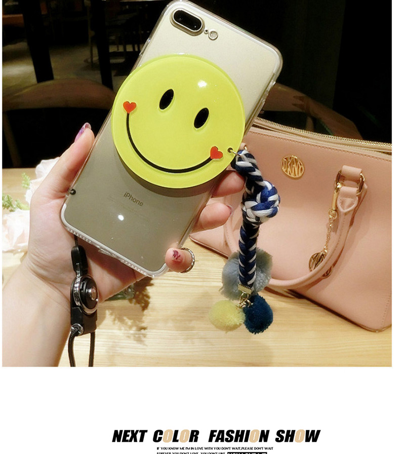 Cute Blue Smiling Face Shape Decorated Transparent Iphone7plus Case,Iphone 7&Iphone 7 Plus