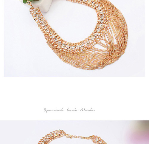 Fashion Gold Color Multi-layer Tassel Decorated Hollow Out Chain Necklace,Chains