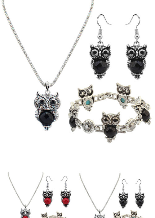 Vintage Black Owl Shape Pendant Decorated Simple Jewelry Sets,Jewelry Sets
