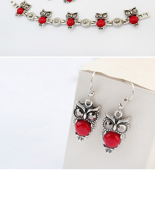 Vintage Red Owl Shape Pendant Decorated Simple Jewelry Sets,Jewelry Sets