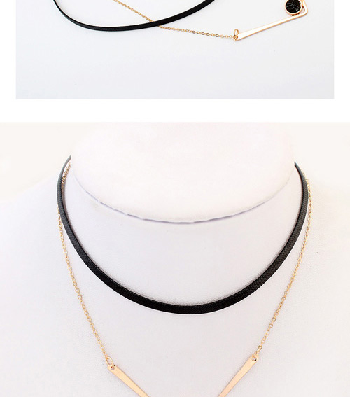 Fashion Gold Color+black Round Shape Decorated Double Layer Simple Choker,Chokers