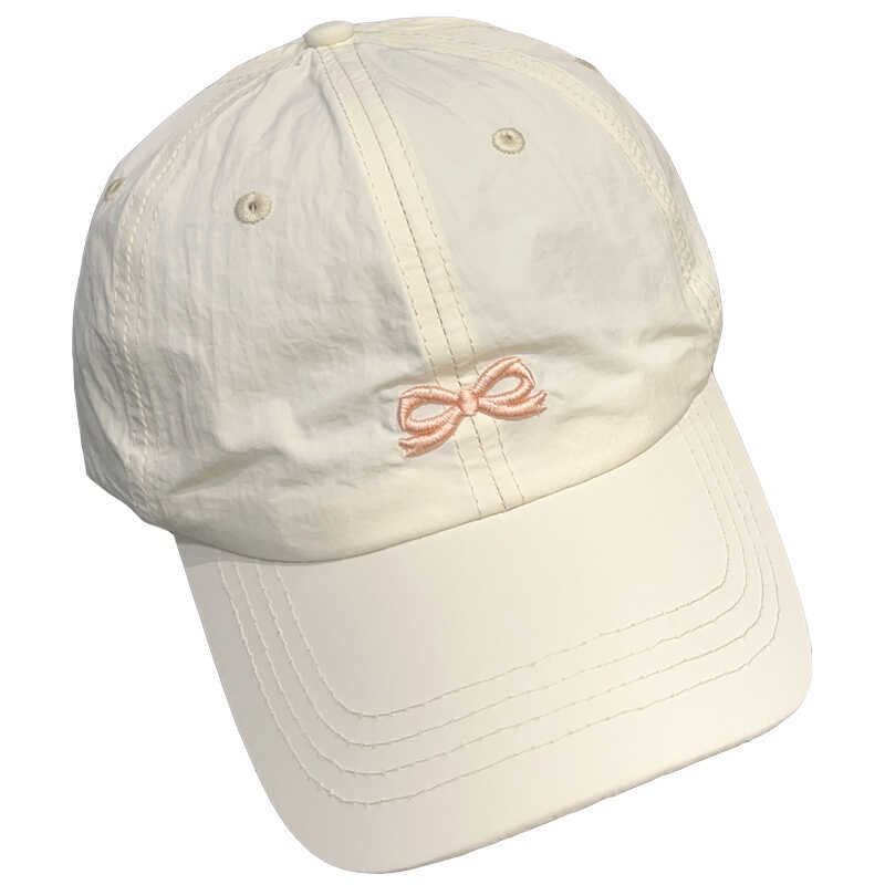 Fashion Beige Fabric Embroidered Curved Brim Baseball Cap