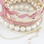 Glueless Pink Bowknot Pearl Multilayer Alloy Fashion Bangles
