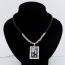Girls Black Bling Square Design Alloy Beaded Necklaces
