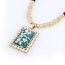 Fantasy Dark Green Bling Square Design Alloy Beaded Necklaces