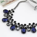 Initial Sapphire Gemstone Decorated Water Drop Design Alloy Bib Necklaces