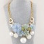 Art Light Blue Pearls&Flower Decorated Design Alloy Bib Necklaces