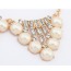 University White Fan Shape Pendant Design Alloy Bib Necklaces