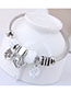 Fashion White Metal Flash Diamond Bow Key Bracelet