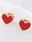Fashion Red Titanium Steel Love Earrings