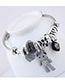 Fashion Gray Metal Bear Pendant Multi-element Bracelet