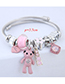 Fashion Pink Metal Bear Pendant Multi-element Bracelet