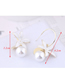 Fashion Gold  Silver Needle Flower Pearl Asymmetric Earrings