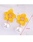 Fashion Yellow  Silver Needle Flower Pearl Stud Earrings