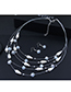 Fashion Silver Pearl Crystal Multilayer Necklace Earrings (set)