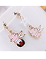 Fashion Pink Cat Asymmetric Earrings