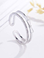 Fashion Silver Copper-inlaid Zircon Bow Double-layer Open Ring
