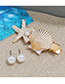White Metal Pearl Stud Earrings Starfish Hairpin Set