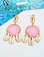 Pink Metal Braided Conch Earrings