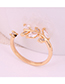 Fashion Gold Inlaid Zircon Leaf Open Ring