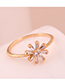 Fashion Gold Inlaid Zircon Snowflake Foliage Open Ring