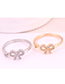 Fashion Gold Inlaid Zircon Bow Open Ring
