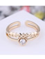 Fashion Gold Inlaid Zircon Love Opening Ring