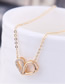 Fashion Gold Copper Micro Inlaid Double Heart Necklace