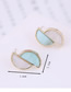 Fashion Blue  Silver Needle Crescent Double Earrings