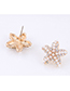 Fashion White Flash Diamond Pearl Starfish Earrings