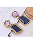 Fashion Dark Blue Metal Geometric Square Earrings