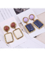 Fashion Dark Blue Metal Geometric Square Earrings