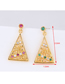 Fashion Rose Gold  Silver Pin Copper Micro Inlaid Zircon Triangle Stud Earrings