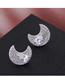 Fashion Silver  Silver Needle Copper Micro-inlaid Zircon Meniscus Earrings