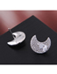 Fashion Silver  Silver Needle Copper Micro-inlaid Zircon Meniscus Earrings