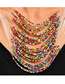 Fashion Color Rice Beads Multi-layer Necklace Earrings Set