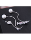Fashion Silver Copper Micro Inlaid Zircon Lollipop Pearl Stud Earrings