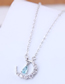 Fashion Silver Copper Plated Gold Zircon Crescent Moon Necklace