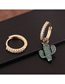 Fashion Gold Inlaid Zircon Ring Asymmetrical Earrings