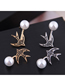 Fashion Gold Copper Micro Inlaid Zircon Swallow Pearl Earrings
