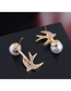 Fashion Silver Copper Micro Inlaid Zircon Swallow Pearl Earrings