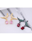 Fashion Pink Copper Micro Inlaid Zircon Bird Earrings
