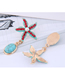 Fashion Yellow Metal Seashell Wind Starfish Drop Earrings
