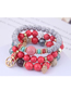 Fashion Gray Wooden Beads Multi-element Pendant Multi-layer Bracelet