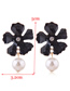 Fashion Black Metal Flower Pearl Earrings