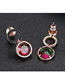 Fashion Red Tourmaline Color Diamond Zircon Round Earrings