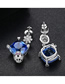 Fashion Blue Copper Inlaid Zirconium Seven-star Ladybug Earrings