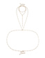 Fashion White K Geometric Fringed Copper Beads Cross Body Chain