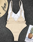 Fashion Apricot Solid Color Belt Buckle One-piece Swimsuit